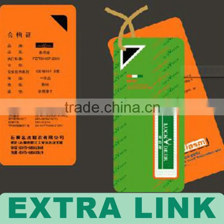 Colorful Garment Label, Cmyk Printing Cardboard Hang Tags For Jeans (We Supply Factory Price)