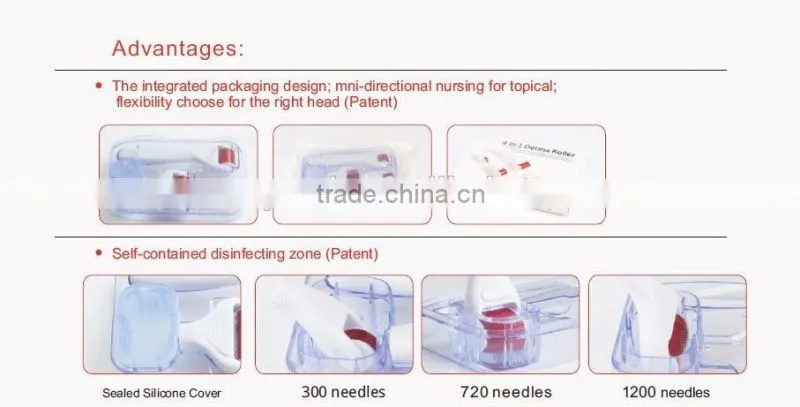 4 in 1 derma roller for Skin Care Face/ Eyes / Body Derma Roller with 300 pins / 720 pins / 1200 pins DRS401