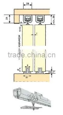 inner-hanging sliding door roller for wardrobe door