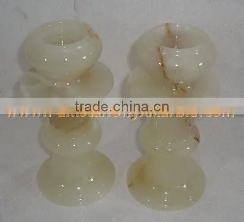 NATURAL COLOR ONYX CANDLE HOLDERS STANDS