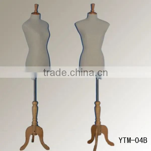 2016 hot sale torso dress form female mannequin with wood hand for display