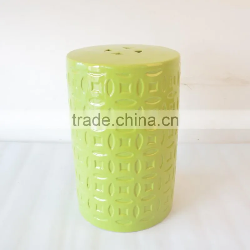 ceramic green garden stool for Chinese garden decor