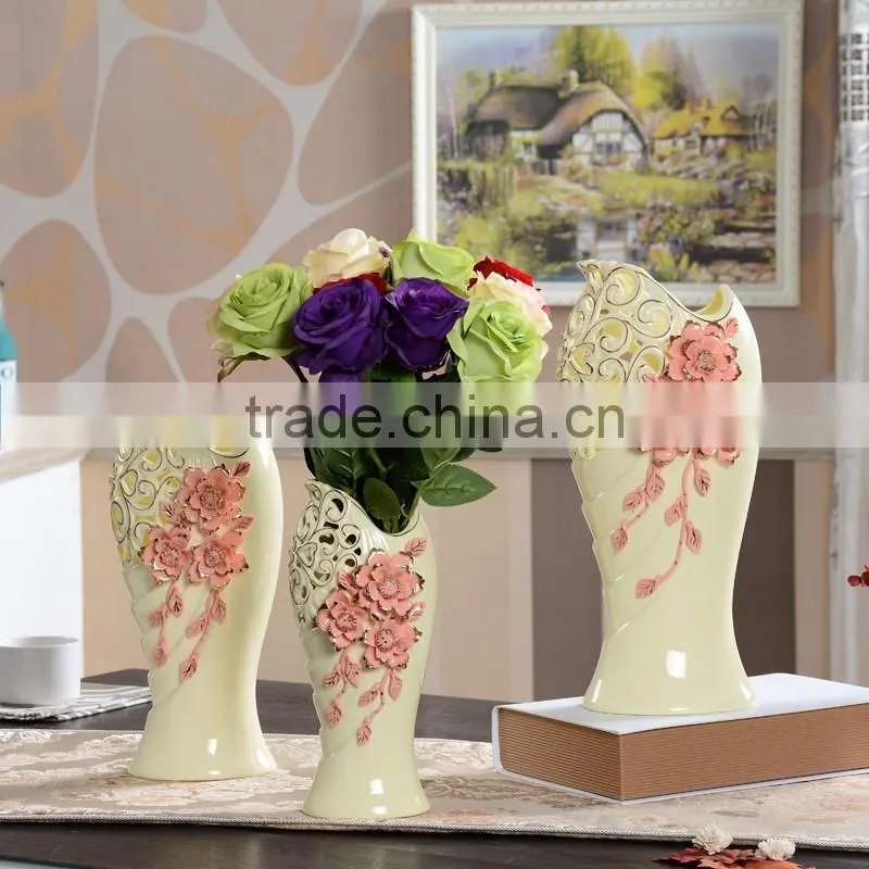 elegant ceramic vase, exquisite ceramic flower vase , pink flower design porcelain vase