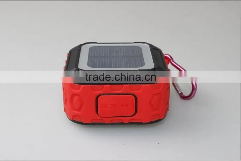 New Arrival Mini Outdoor Portable Waterproof Hook Type Solar Bluetooth Speaker With FM Radio Support TF Card