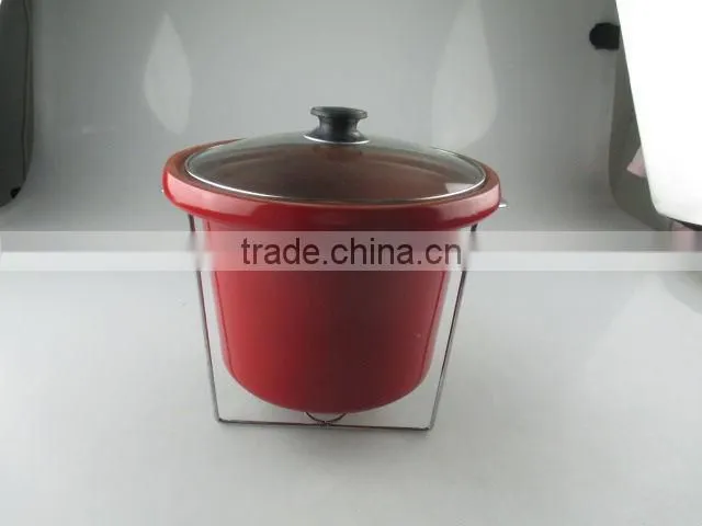Stocklot glazed porcelain soup tureen with lid and iron hob