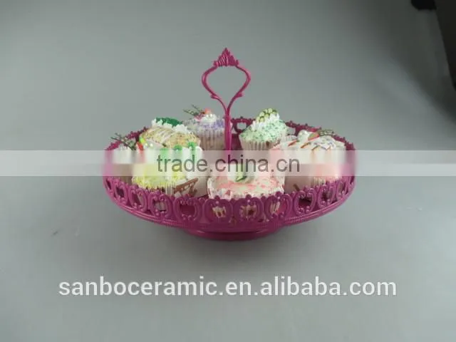 One Layer Small Colorful Cake Stand with Flower Rim OEM Factory Cheap Price