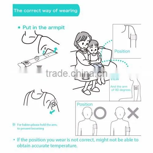 Medical & Household Baby Digital Thermometer, Wearable Smart Electronic Fever Monitor with LCD Display for Testing Temperature