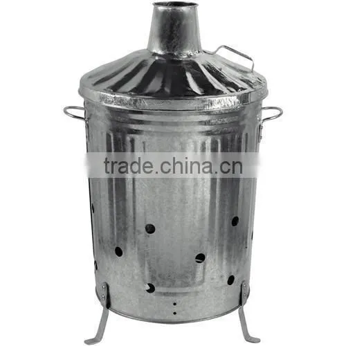 Large Galvanized Incinerator Eco-friendly Garden Outdoor Sundries Collector