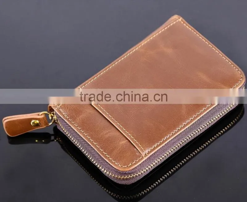 RFID protection men leather passport holder mobile phone card holder