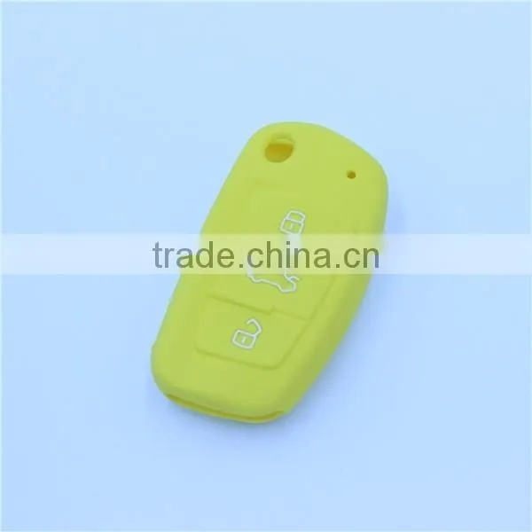for audi fold 3 buttons keys silicone remtoe key holder, silicone car key case