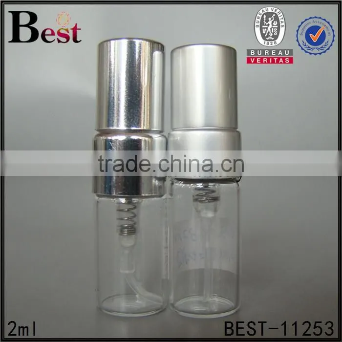 Shanghai Best mini 2ml perfume spray bottle empty clear perfume spray bottle round refillable perfume bottle glass spray