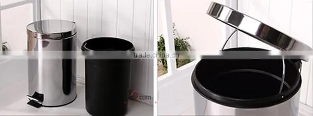 pictures printing 410# stainless steel dustbin/trashcan with good quality