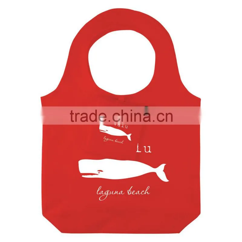 Hot sale new design reusage folding round shouder hand tote bags recycle shopping shoulder folding bags