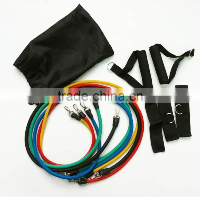 Top Exercise Resistance Tube Band Set (5 levels )with foam handle ,Strap ,Carry bag