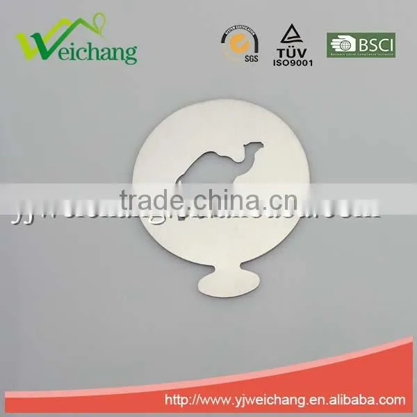 WCTS403 Durable Stainless Steel Cappuccino Coffee Art coffee stencils camel shape coffee stencil, food grade