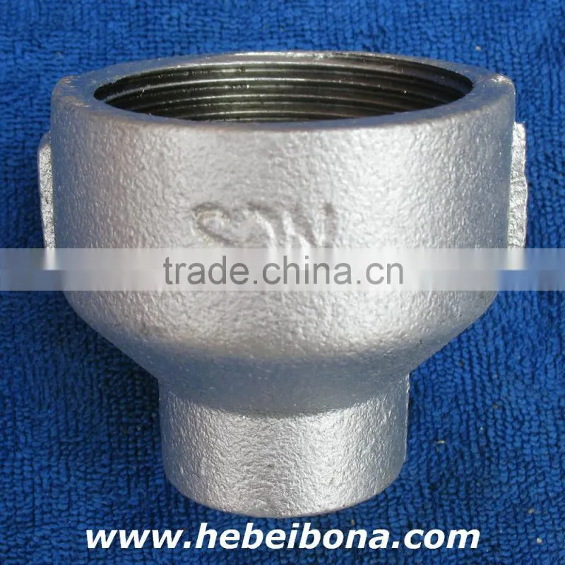 Baked galvanized Plain end malleable iron pipe fittings with BS threads