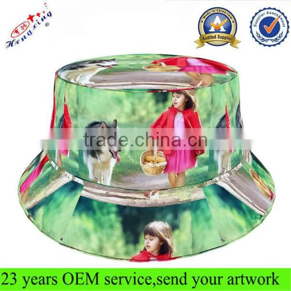 Fashion small order cheap printed blank cool custom floral pretty green bucket hat
