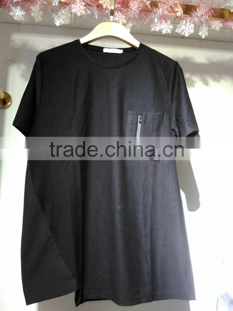 GZY Guangzhou stock lots wholesale linen joint irregular t-shirt for man