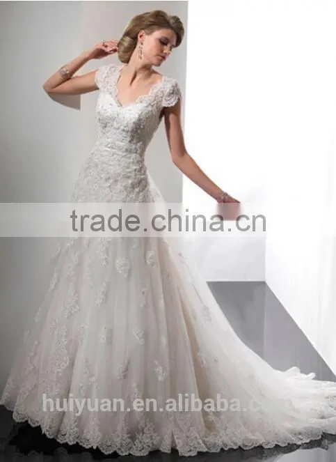 2016 cap sleeve sexy low back lace wedding dress pattern