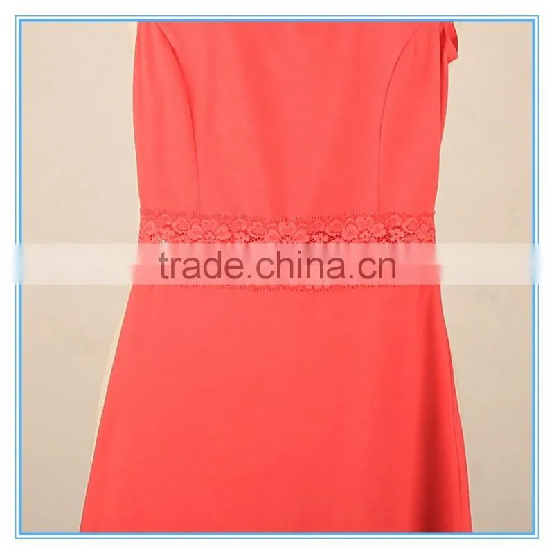 2016 New Model Backless Girl Party Wear Western Dress With Lace Waist