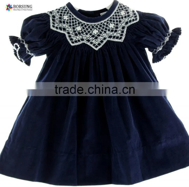 High Quality kids Clothes summer Girl embroidery puff sleeve dress