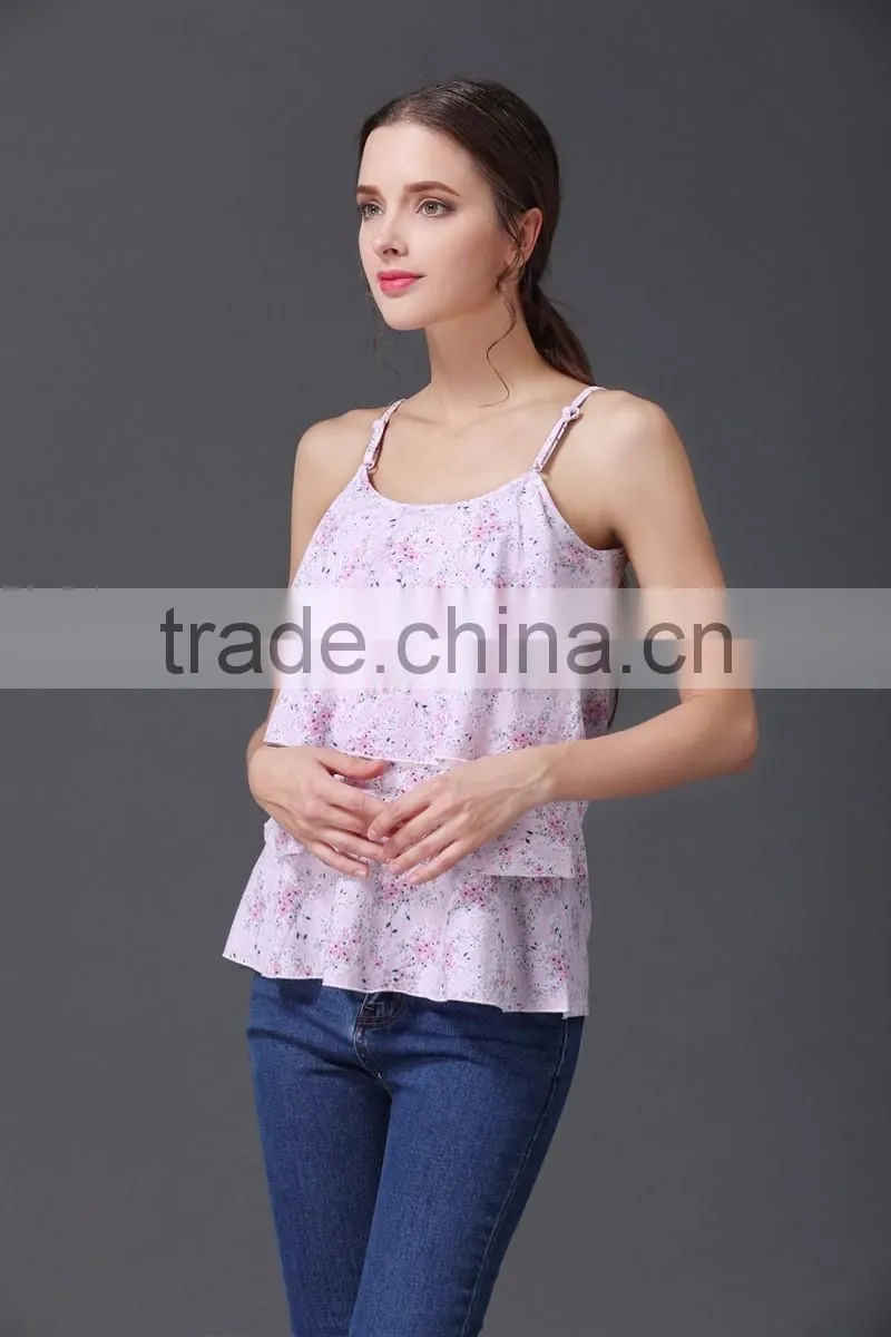 Floral Summer Cotton Maternity Chemise Breastfeeding Vest nursing tanks