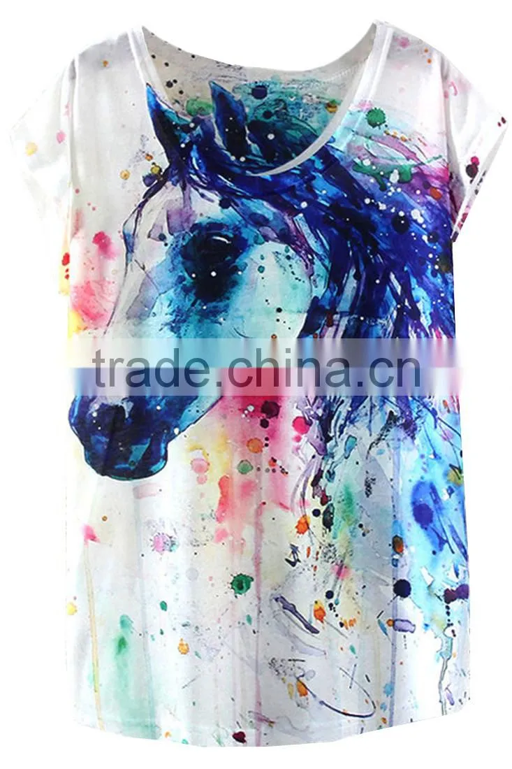 hot sale sublimation ladies t-shirt print design, summer ladies top t shirt