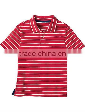 BOYS STRIPED POLO T SHIRT WITH CONTRAST COLLAR