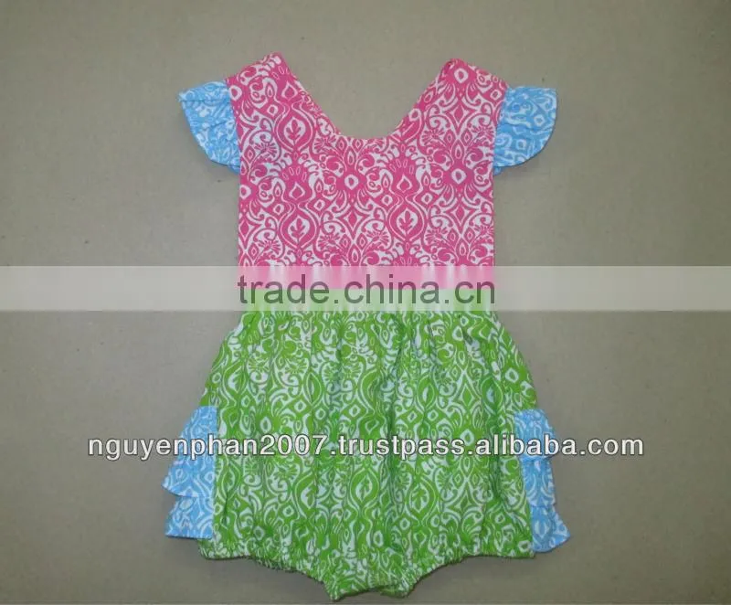 Wholesale cross back ruffle bubble for baby girls