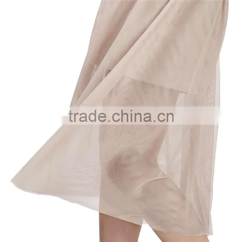 2017 OEM Spring Semi Persperctive Tulle Nude Prom Ladies Skirt