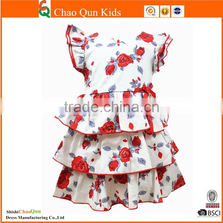 Adorable flower print baby girl's wedding dress with floor length