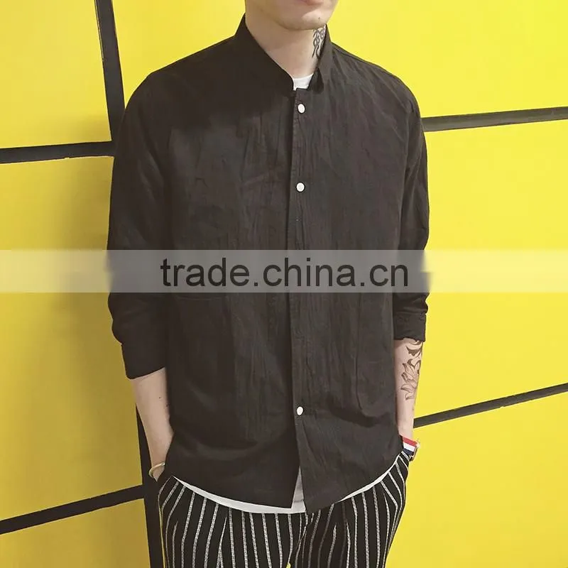 2017 latest custom man shirt design solid color linen cotton mens casual shirts