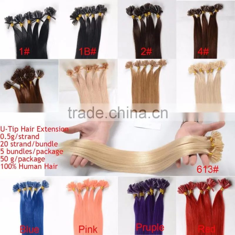 indian hair flat tip extension, pre-bonded hair extension,