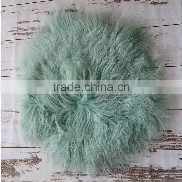 Newborn wool ruffle blanket Flokati baby fur round rug backdrop Newborn photography props Baby basket stuffer background