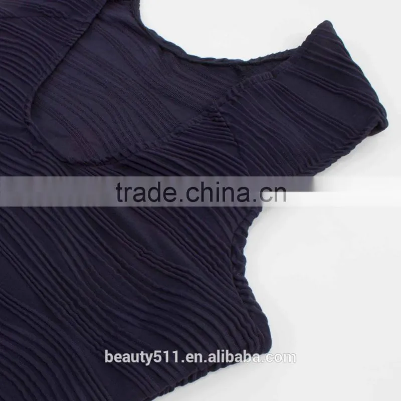 Fashionable corrugated sexy dress with no sleeves and trim skirt PS05