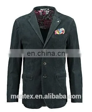 Men's Corduroy Deep Blue Blazer Mock Button Hole