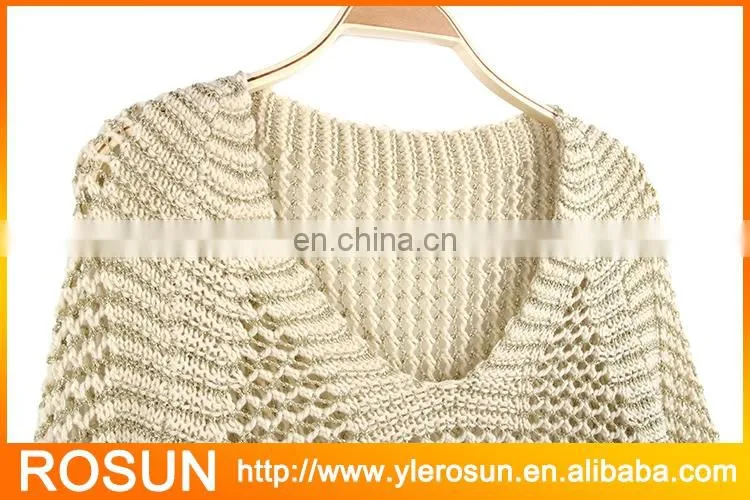 Ladies crocheted long sleeve pullover cable knit sweater