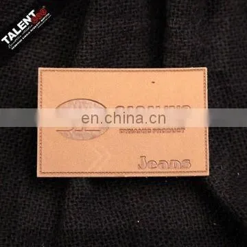 custom brand jeans collection individual PU leather label with hot stamping logo