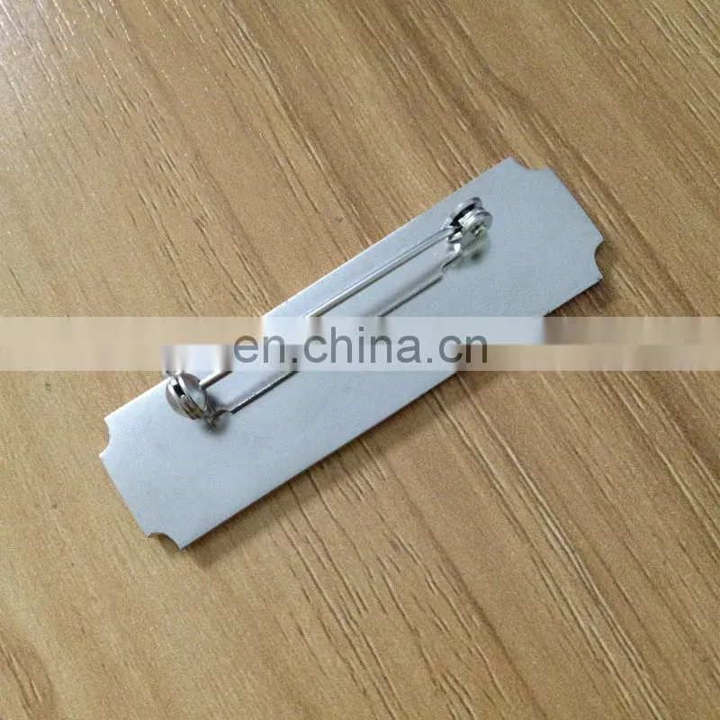 laser logo metal lapel pin name tag with safety pin