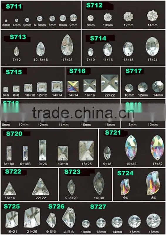 0415L Diamond Navette Oval Shapes Fashion Beautiful Beads chatons Sew On crystal rhinestones with holes