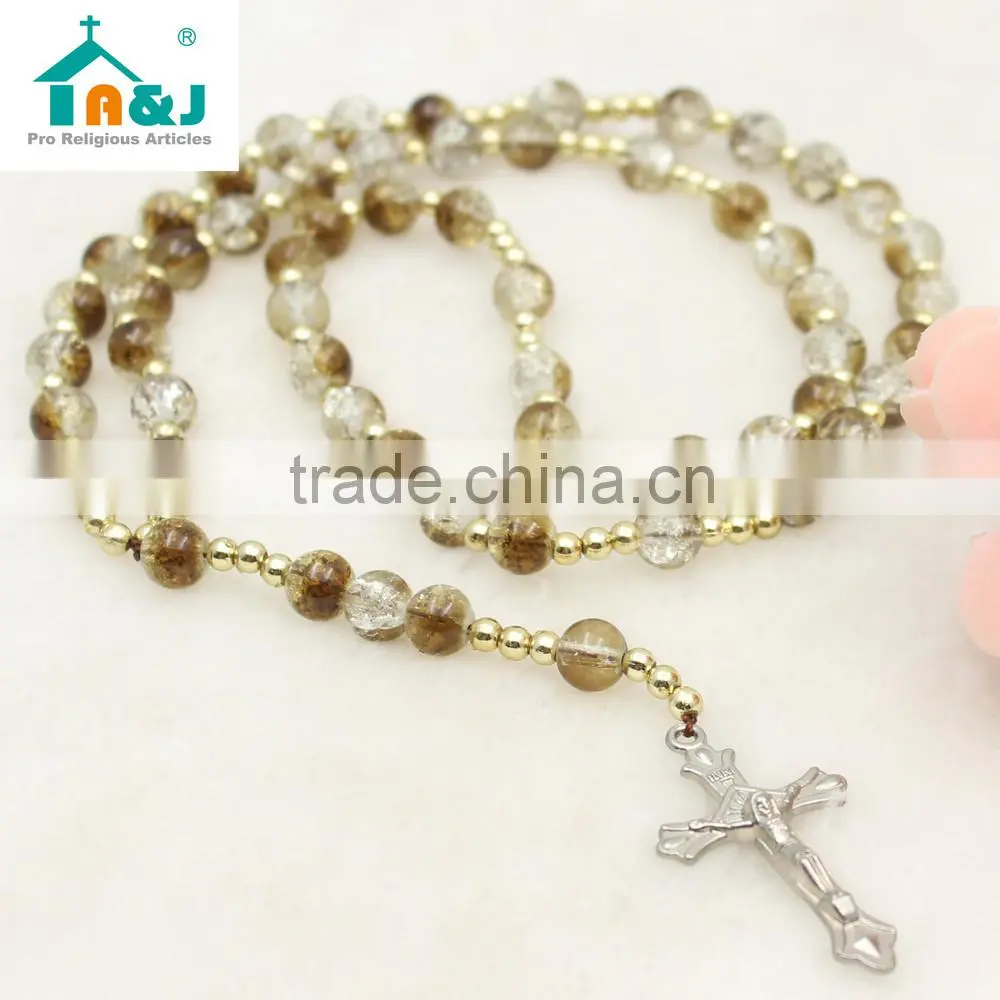 A&J Catholic amber rosary necklace
