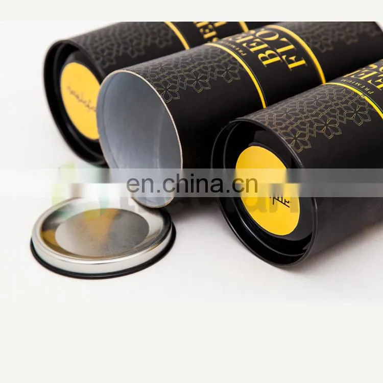 Paper tube food grade cookies tin container small gold round box