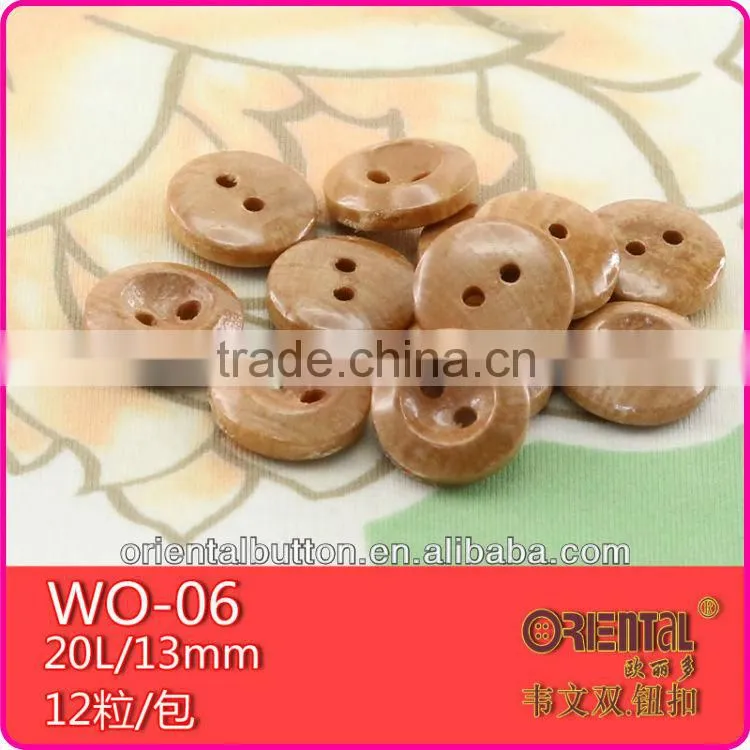 2 holes water proof natural raw material wooden button with sewing holes