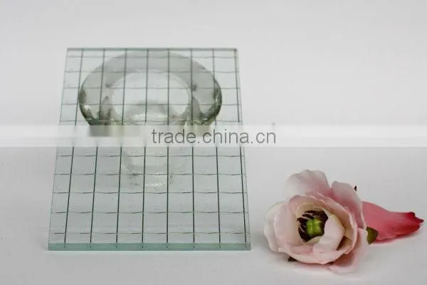 Clear laminated Embossed Folder wire glass for fire door with UL Certificate