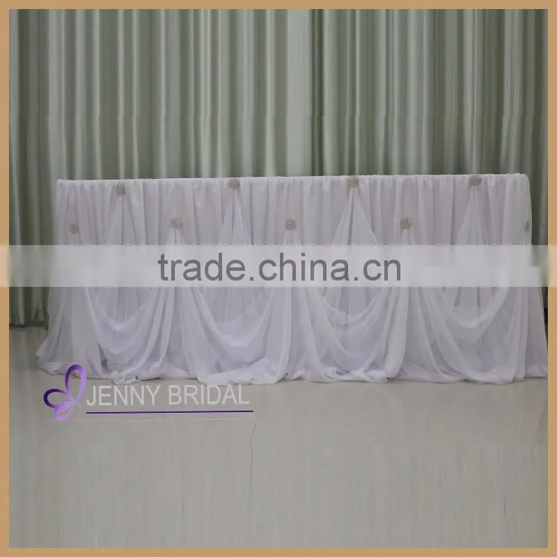 TC106 hot sale white chiffon cinderalla table skirt for weeding