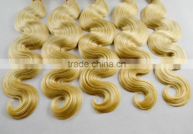European Sew in human hair extensions honey blonde body wave hair weaving