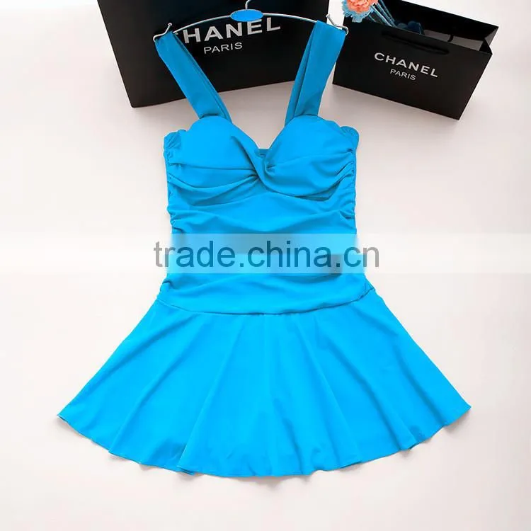 2016 high quality lady swimsuit dress nylon with lycra swimming suit