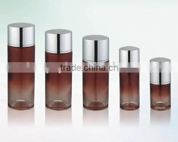 wholesale glass cosmetic bottle with sliver cap and cosmetic cream jar