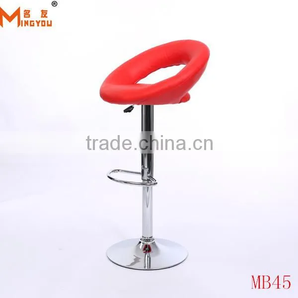 blue pu leather chrome finished swivel bar chairs