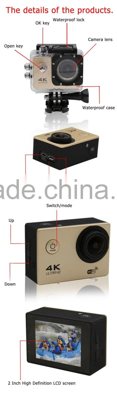 Gift Promotional Wifi 4K Video Sports Camera Brand New Wifi 4K Sports Camera